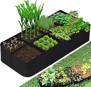 CJGQ Fabric Raised Garden Bed, 128 Gallon 8 Grids Plant Grow Bags, 3x6FT Planter Raised Beds for Growing Vegetables Potatoes Flowers, Rectangle Planting Container for Outdoor Gardening