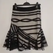 Reiss Saffy Ribbon-Ribbon Flipp Ivory & Black Mesh Skirt - UK 6 BNWT