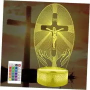 Attivolife Jesus 3D Night Light, Christian Illusion Optical Hologram Lamp Cross