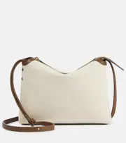 [Khaite] Khaite Lina leather-trimmed canvas crossbody bag One Size white