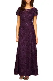 Alex Evenings Embellished Lace A-Line Evening Gown
