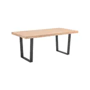 Petunia Dining Table 180cm Elm Timber Wood Black Metal Leg - Natural