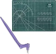 uxcell Craft Cutting Tools 30 Degree Blades 360 Degree Rotating Blade Stainless Steel Cutter Pen Knife with Mat for DIY Crafts Stencils Scrapbooks, Purple