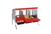 3 Hole Chicken Nesting Box Roll Away Hen Chook Laying Boxes Poultry Nest Brooder Coop Egg Roost Perch Galvanised Steel Plastic with Stand