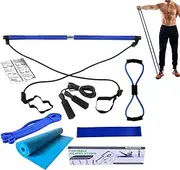 Pilates Home Workout Kit,Gym Kit Skipping Rope Resistance Band | 8X Home Gym Accessories Yoga Set, Workout Equipment for Stretching Legs, Hip, Waist & Arm