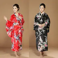 在飛比找Yahoo!奇摩拍賣優惠-孔雀和服女士大碼睡衣浴袍動漫寫真拍照表演服日本和服正裝