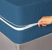 BSB HOME Premium Cotton Mattress Cover/Protector with Zipper Chain|Provides All Around Protection with 360° Encasing |Single - 72x36+6 inches (6x3 ft) - Pack of 1 - Blue