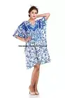 Women's Cotton Kaftan Tunic Mini Dress Ombre Mandala Gown Bikini Cover Up Caftan