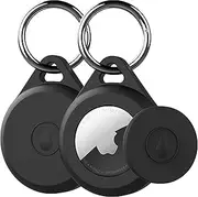 LOVYONES Air tag Keychain Holder Case for Apple Air tag, 2 Pack of IPX8 Waterproof, Fully Shockproof, Anti Scratch Air tag Holder Case for Key, Kid, Bag, Luggage, Pets Collar