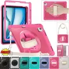 Fr iPad Air 13inch M2 2024 Pro 12.9 Kid Shockproof Rotate Stand Case Strap Cover