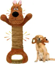 Squeak Plush Dog Toys Interactive Tug of War Puppy Toys with Crinkle Paper, Larg