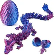 3D Printed Dragon Egg, Easter Mystery Crystal Dragon Egg Fidget Toys Surprise, Mythical Dragon Eggs with Dragon Inside, Easter Basket Stuffers Filled Easter Eggs Toy for Kids (Laser Violet, Large)