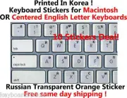 10x Russian Black Transparet Sticker for Mac/Apple or Windows Centered Keyboard