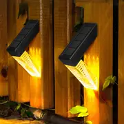 2 Pack LED Solar Powered Light Outdoor Garden Security Wall Fence Gutter Lights