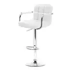 2x Bar Stools Leather Gas Lift w/Armrest White Artiss