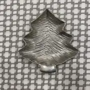 Heavy Aluminum Silver Artisan Crafted Aspen Spruce Pine Tree Decor Candy Tray