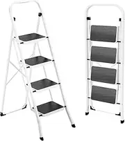 Step Ladder Folding Step Stool Step Ladder, Step Stool for Adults with Anti-Slip Pedal,330 lbs Capacity for Kitchen, Home,White
