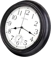 12 Inch Retro Indoor Outdoor Clocks Waterproof with Thermometer Easy to Read Silent Quality Quartz Vintage Bathroom Clock Battery Operated for Patio,Home,Garden Decor (Bronze)
