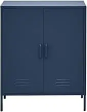 ArtissIn Locker, Metal Sideboard Buffet Cabinet Bedside Table Shoe Storage TV Cabinets Organiser Home Bedroom Kitchen Living Room Bathroom Furniture, with Adjustable Shelf Handy Hook Blue