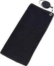 Golf Towel Portable Wiping Cloth with Clip Ideal for Golf Ball Care, Black