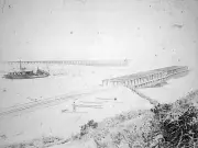 Lakes Entrance Victoria 1890 - The dredge 'Wombat' creating the en- Old Photo