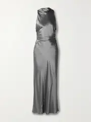[REFORMATION] REFORMATION - Casette Cutout Silk-charmeuse Maxi Dress - Gray - US10 US 10 Gray