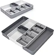 TECHVIDA Fork & Knife Organizer, Silverware Drawer Organizer, Expandable Cutlery Tray, Grey, Neutral, Utensil Organizer, CADDY, Kitchen Supplies