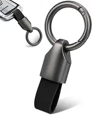 Car Key Chain Ring Clip, Universal Detachable Leather Car Keychain, Small Key Fob Accessory with O-Ring Keyrings