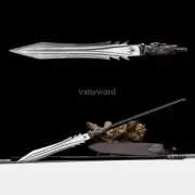 High Qaulity Folded Steel Chinese Dao 龙鸣枪 Brass Sword Leather Sheath for Display