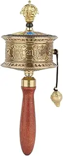 Hand Cranking Buddhist Prayer Wheel Hand Held Prayer Wheel Tibetan Buddhist Functioning Miniature Handheld Prayer Wheel with Scroll
