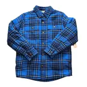 The Children's Place Boys Plaid Blue Sherpa-Lined Shirt Jacket NWT Size 7-8