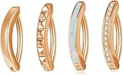 [EgamyClow] 4Pcs Gold Belly Button Ring for Women 14G Hypoallergenic Surgical Steel Clicker CZ Opal Belly Rings Simple Hoop Belly Button Piercing Reverse Navel Ring Piercing Jewelry