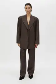 Piero Belted Blazer in Silver Bark Brown - CAMILLA AND MARC® C&M