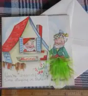 Vintage Get Well Card- Cartoon* Scotch clad says You're WASTING TIME 1950 /40's