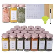 Pcs Glass Spice Jars with Labels and Pink Metal Caps, 4oz Empty Spice 24