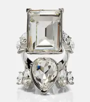 [McQueen] McQueen Crystal-embellished ring L 1/2 silver