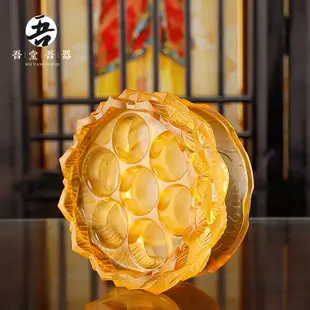 琉璃蓮花七星燈燭臺酥油燈座底座燈架佛教用品佛前供燈彩色用具