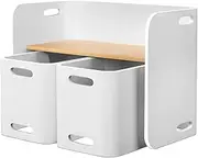 Keezi 3pcs Kids Table and Chairs, Children Study Set Drawing Eating Painting Learning Activity Play Centre Furniture Setting 2 Chair, Storage Desktop White