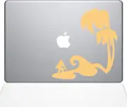 The Decal Guru Surfer Paradise Decal Vinyl Sticker, 13" MacBook Air, Gold