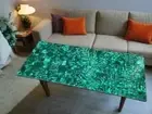 Green Malachite Stone Sofa Dining Table Handmade Furniture Cafeteria Top