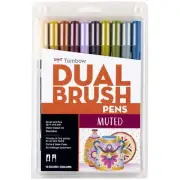 56186 Dual Brush Pen Art Markers Muted 10-Pack. Blendable Brush and Fine Tip ...