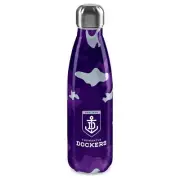 125847 FREMANTLE DOCKERS AFL TEAM CAMOUFLAGE DESIGN STAINLESS STEEL DRINK BOTTLE