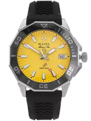 Bulova Marine Star Precisionist 96B431 Yellow Dial Date Display Men's Watch