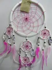 Two Colour Nylon Multi-Web Dream Catcher W/ Beads, Shells, Feathers Length 60cm