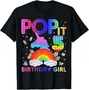 [X.Style] Pop It 5 Birthday Girl for 5yr Old Girls Fidgets Toys Party ds1199 T-Shirt (S) Black