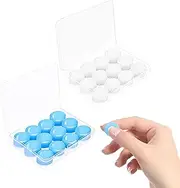 24 Pack Silicone Ear Plugs for Sleeping Swimming Noise Cancelling Reusable Soft Earplugs for Travel Work Concerts Shooting Range（Blue And White）