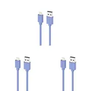 3PK Moki USB-A to MFi Certified Lightning SynCharge Cable 1 Meter Ultra Blue
