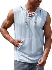 [OBEEII] Men's Tank Top Summer Sleeveless Sweatshirt Zipped Hoodie Fitness Muscle Shirt Athletic Running Holiday Beach Casual Lightweight Top
