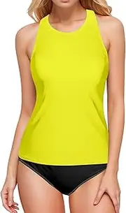 [Joisal] Tankini Swimsuit Tops, Womens Swim Tops with Bra Built in, Wisteria Womens Swimsuits Tops, Small