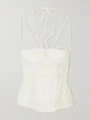 [ISA BOULDER] ISA BOULDER - Geometry Open-knit Bustier Top - White - medium medium White